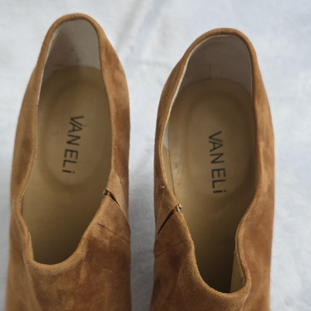 *Van Eli Suede Pointed-Toe Ankle Heels in Cognac Brown - Picture 3 of 6